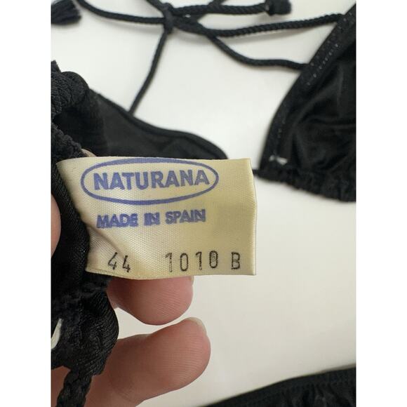 Naturana Womens Swimsuit Bikini EUR Size 44 Black Vintage Two Piece Triangle - Picture 5 of 13